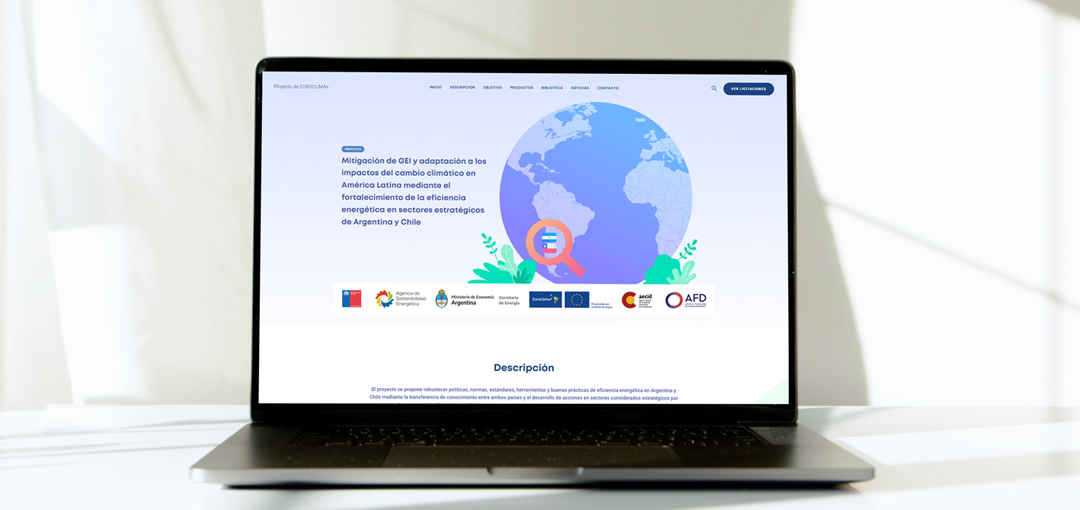 Vista de diseño web euroclima plus en laptop